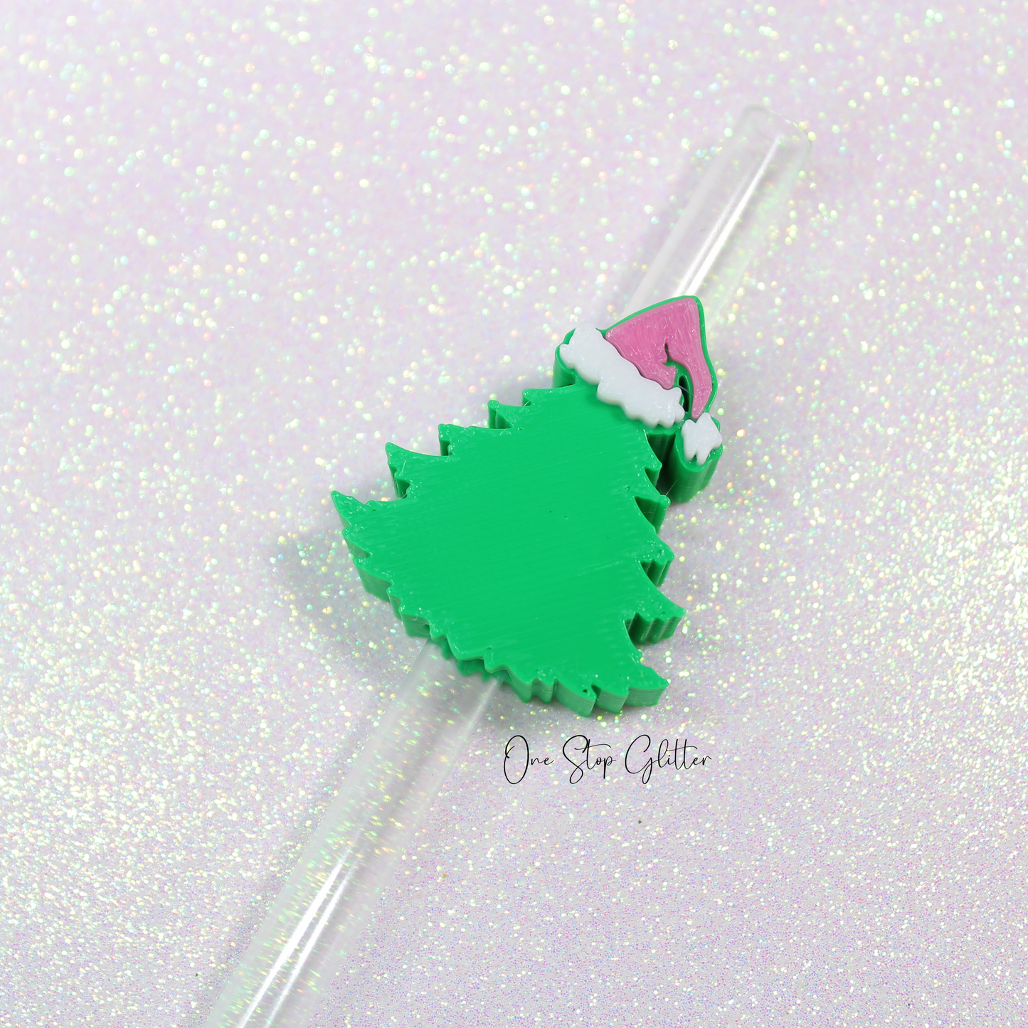 Christmas Tree Pink Hat Straw Stopper