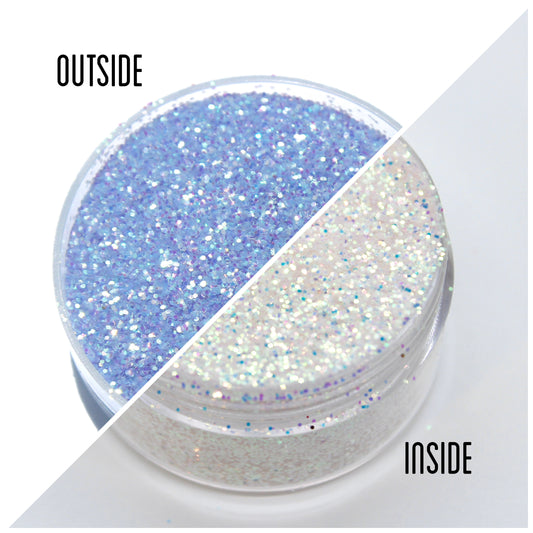 UV Glitter White to Blue