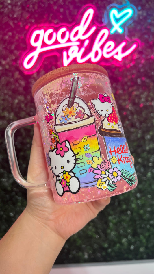 Hello Kitty Snow Globe Glass Cup