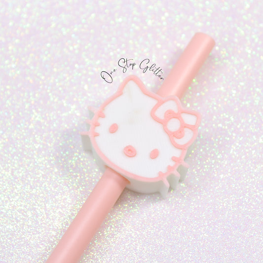 Hello Kitty Face Straw Topper