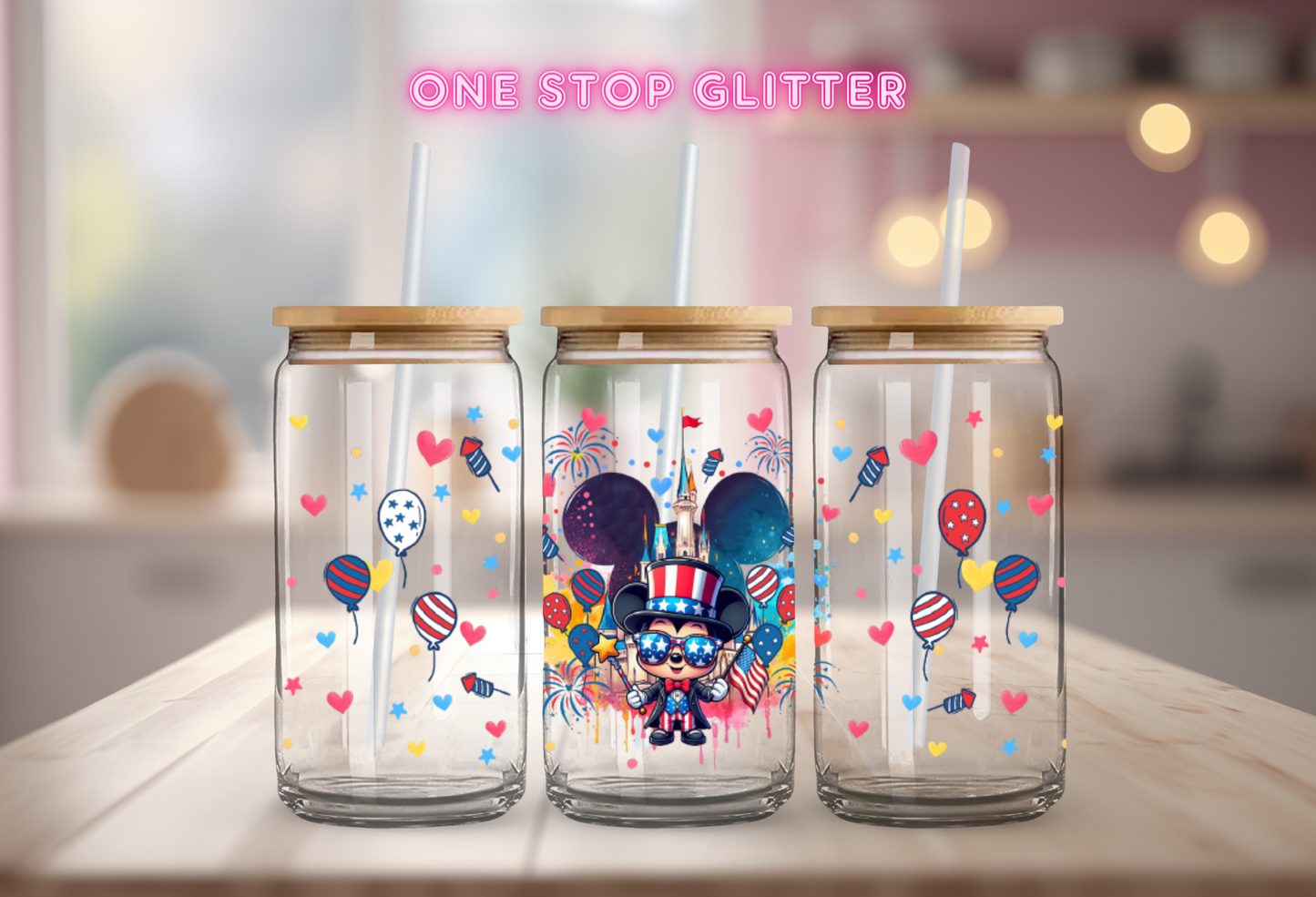 UV DTF CUP WRAP - 4TH OF JULY MOUSE