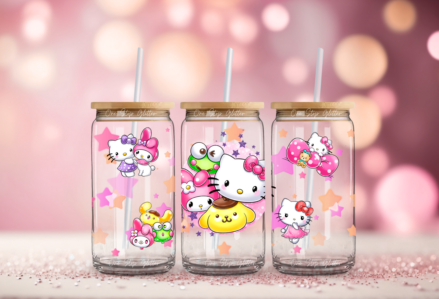 KITTY AND FRIENDS GLASS CAN