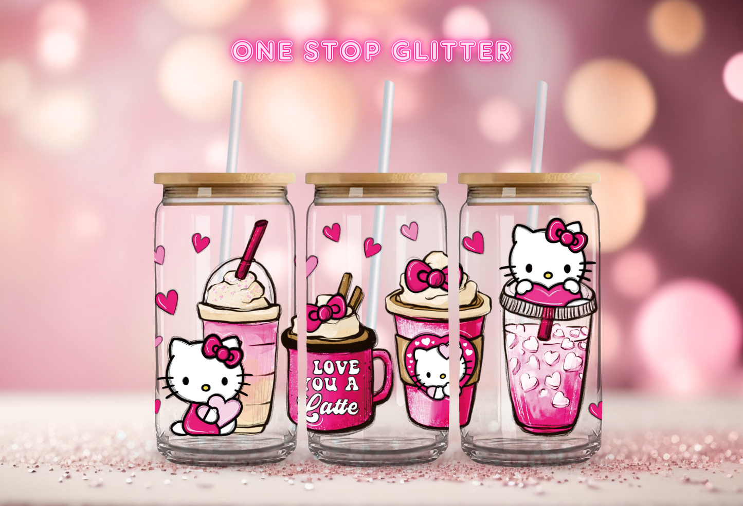 UV DTF - PINK HELLO KITTY CUPS
