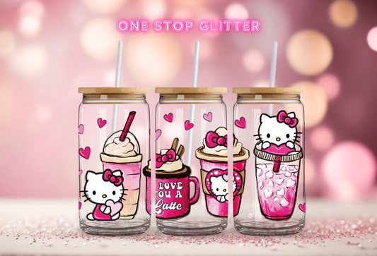 UV DTF CUP WRAP - PINK HELLO KITTY CUPS