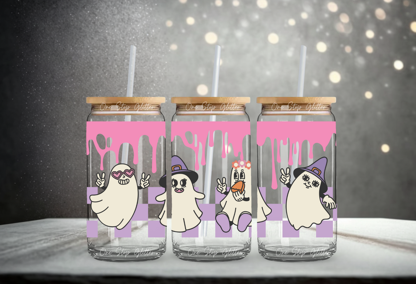 CUTE GHOST GLASS CAN